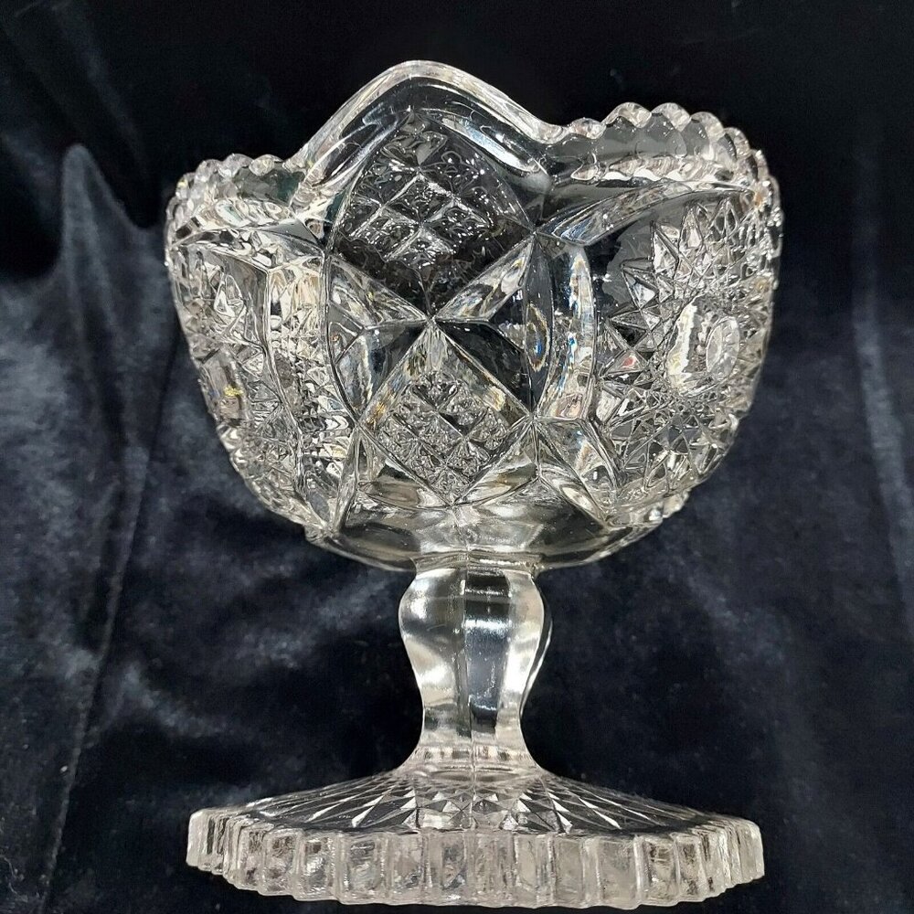 Early American Pressed Pattern Glass (EAPG)Pedestal/Compote Bowl 5" Tall Vintage - Picture 4 of 12